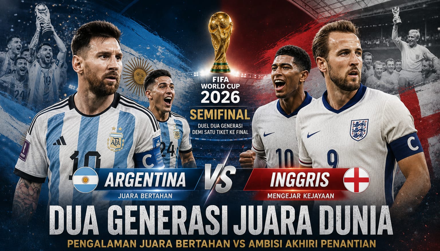 Duel Klasik di Atlanta: Misi Argentina Pertahankan Takhta vs Ambisi Inggris Akhiri Penantian 60 Tahun