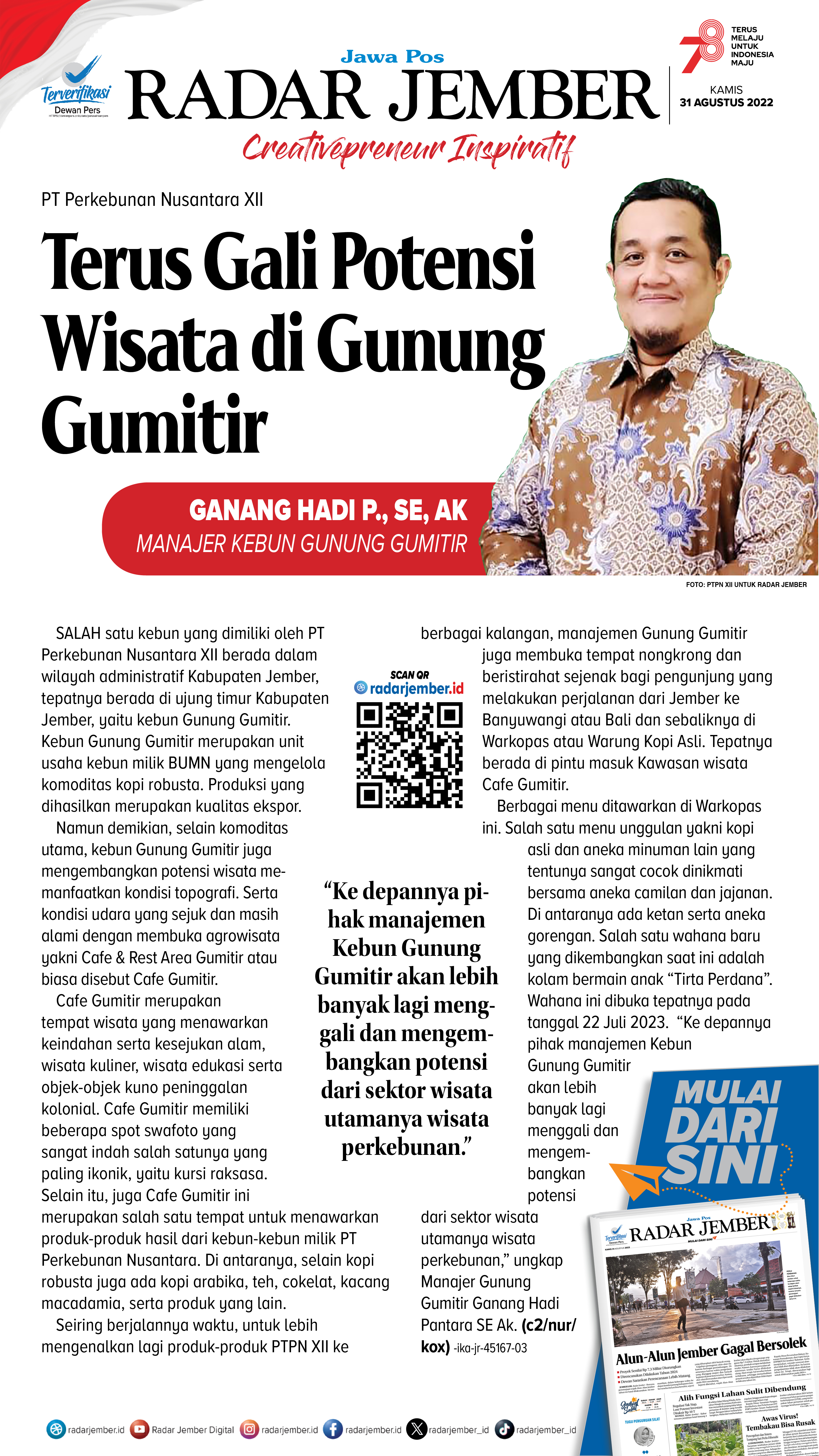 Terus Gali Potensi Wisata di Gunung Gumitir